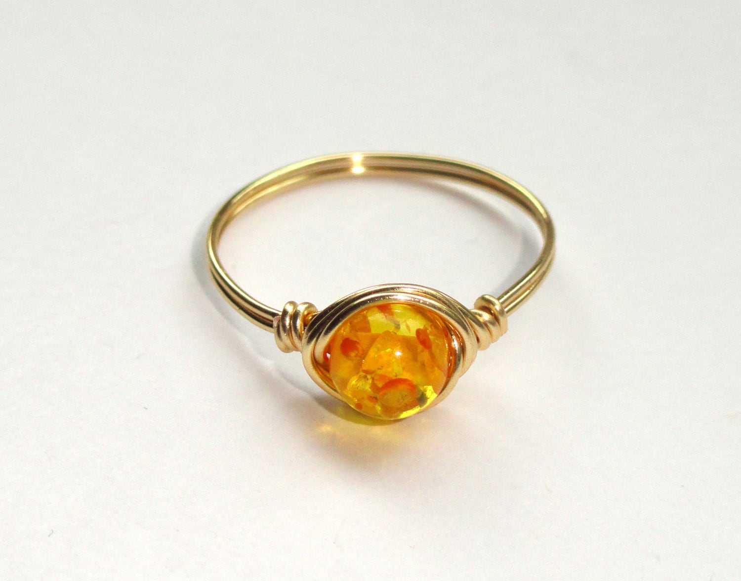 BernsteinDraht umwickelt Ring Gold Draht umwickelt Ring mit Etsy