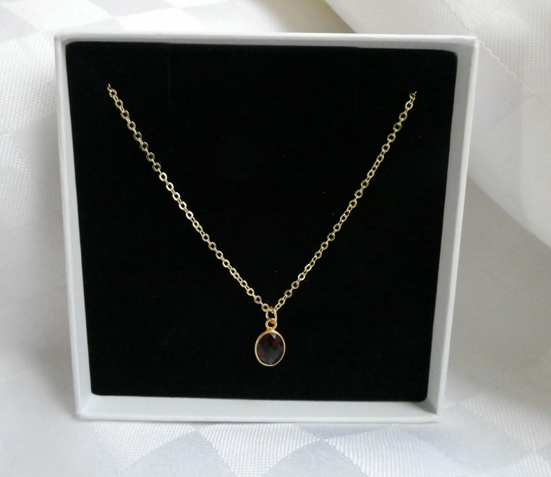 Gold garnet necklace, Garnet necklace, Garnet pendant necklace, Red stone necklace, Oval Garnet jewellery, January birthstone image 4