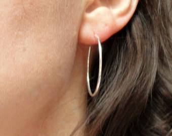 Large Sterling Silver Hoop Earrings: Minimalist Jewelry (30mm)