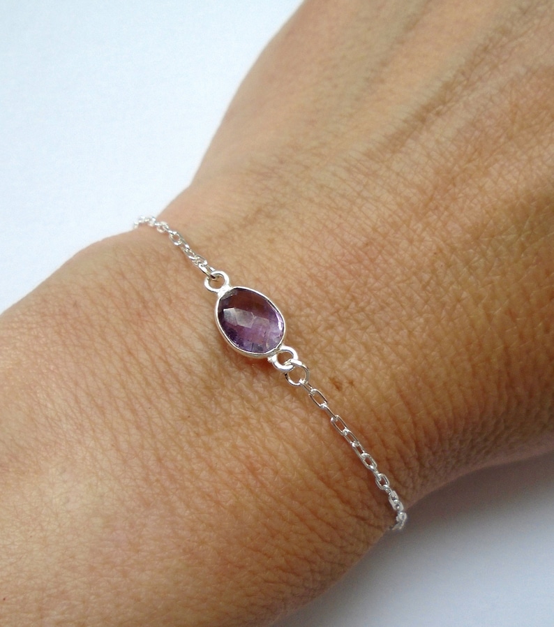 Sterling Silver Amethyst Bracelet Amethyst Bracelet Silver Etsy UK