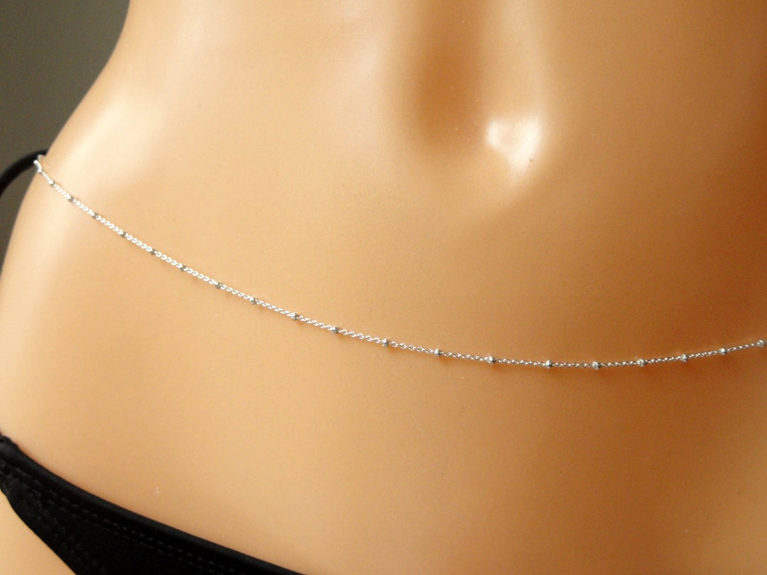 Sterling Silver Beaded Waist/belly Chain, Silver Satellite Belly Chain
