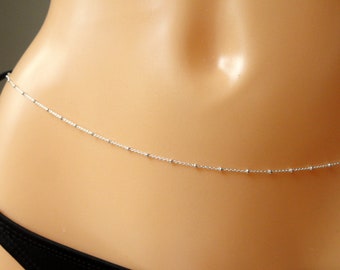 Sterling silver beaded waist/belly chain, Silver satellite belly chain, Waist chain, Belly chain, Body jewellery, Satellite body chain