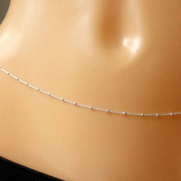 Sterling silver beaded waist/belly chain, Silver satellite belly chain, Waist chain, Belly chain, Body jewellery, Satellite body chain