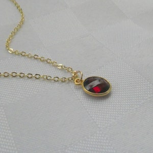Gold garnet necklace, Garnet necklace, Garnet pendant necklace, Red stone necklace, Oval Garnet jewellery, January birthstone image 5