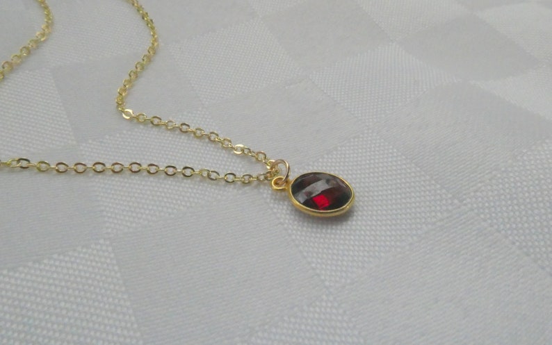 Gold garnet necklace, Garnet necklace, Garnet pendant necklace, Red stone necklace, Oval Garnet jewellery, January birthstone image 5