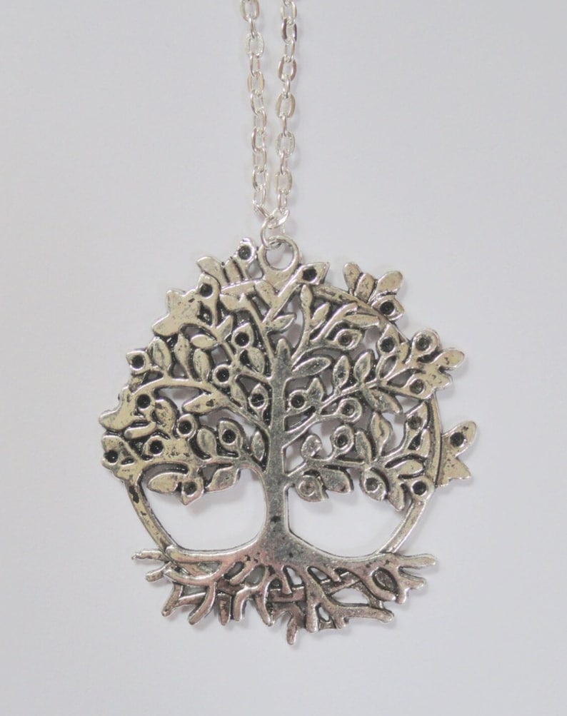 Silver large tree of life necklace, Tree necklace, Long silver tree necklace, Tree of life necklace, Nature jewellery, Gift for Mum / Nan image 3