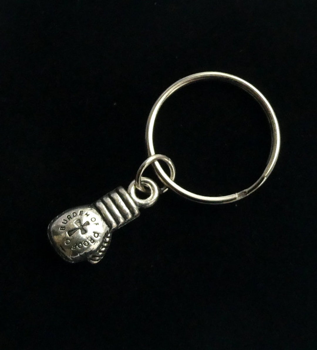 Boxing Glove Keyring, Initial Keyring, Gift for Boxer, Silver Boxing