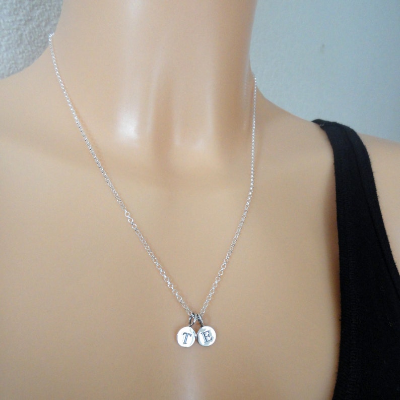 2 Initial Necklace Sterling Silver Initial Necklace - Etsy