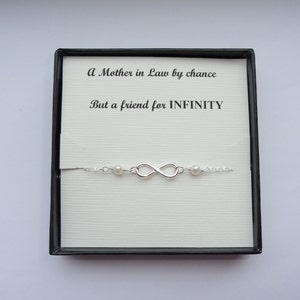 Mother in law gift, Infinity pearl bracelet gift, Freshwater pearl bracelet, Eternity pearl bracelet, Mother of groom gift, June birthstone image 1