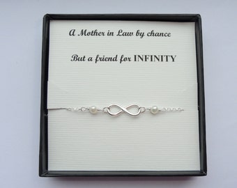 Schwiegermutter Geschenk, Infinity Perlen Armband Geschenk, Sterling Silber Infinity Perlen Armband, Infinity Perlen Armband, Mutter Bräutigam Geschenk