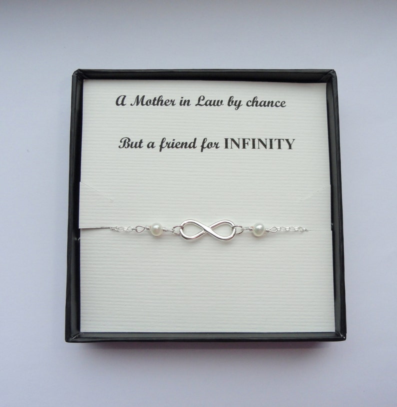 Mother in law gift, Infinity pearl bracelet gift, Freshwater pearl bracelet, Eternity pearl bracelet, Mother of groom gift, June birthstone image 1