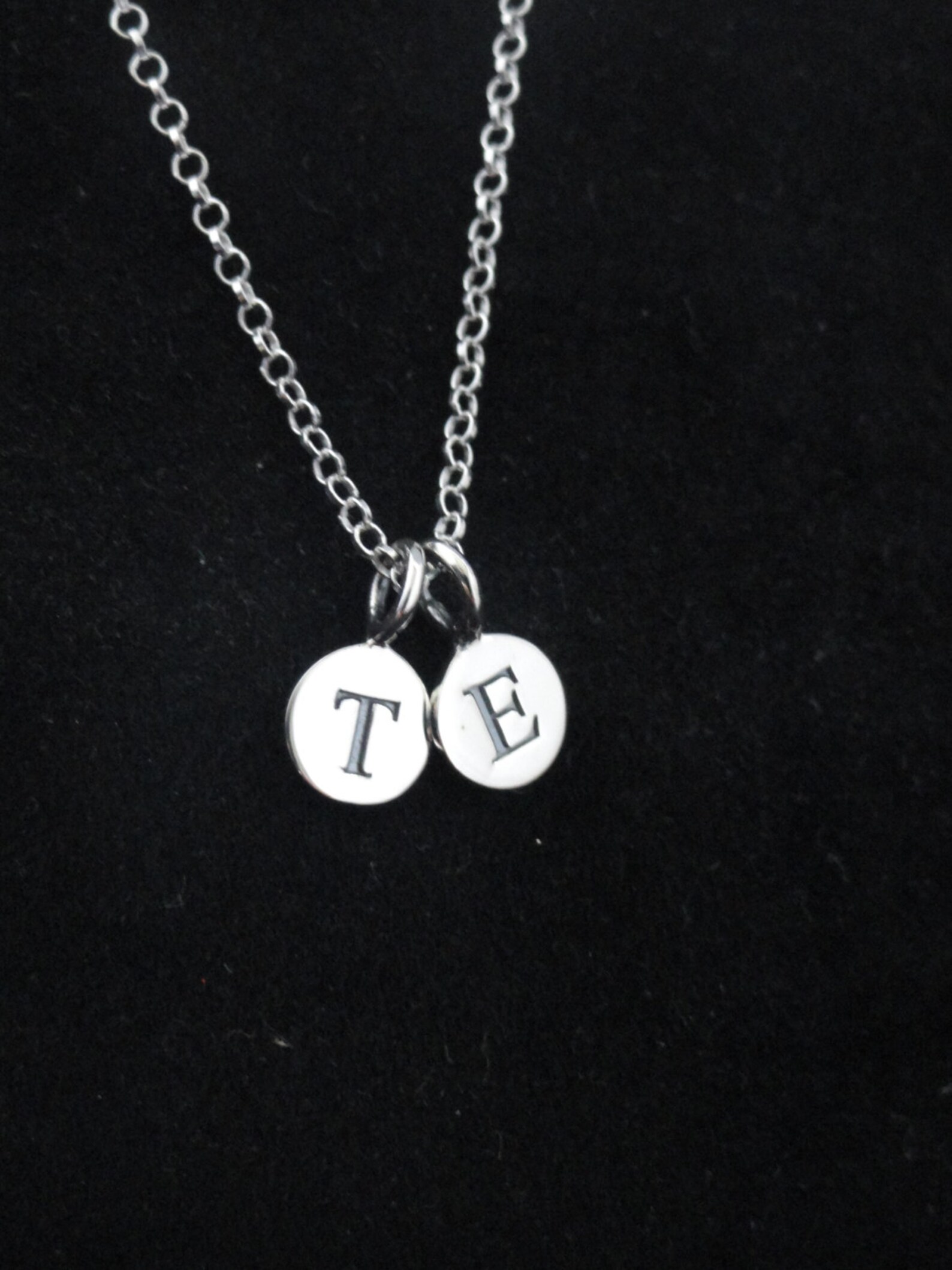 2 Initial Necklace Sterling Silver Initial Necklace Etsy