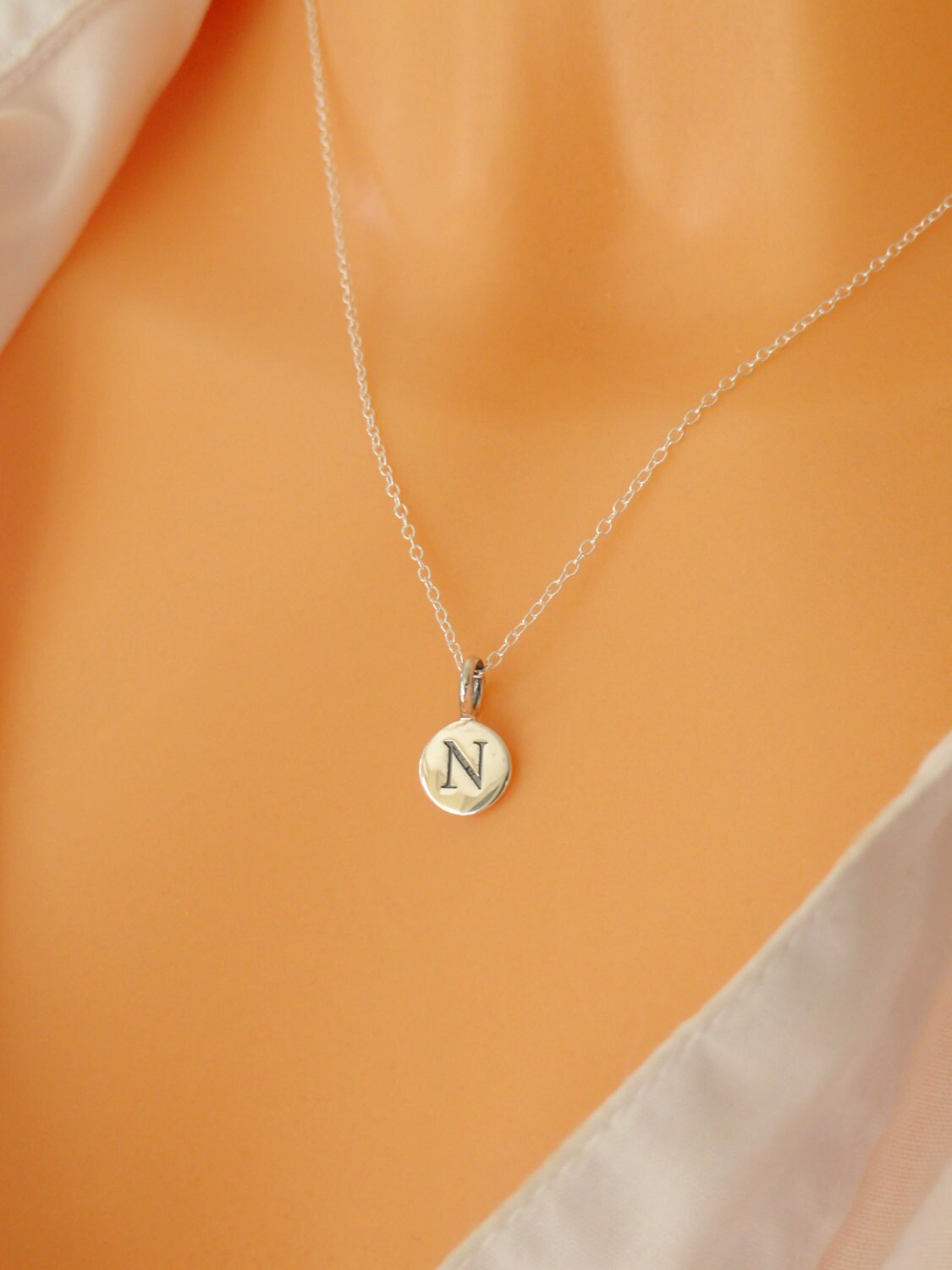 Initial Necklace Sterling Silver Initial Necklace Etsy UK