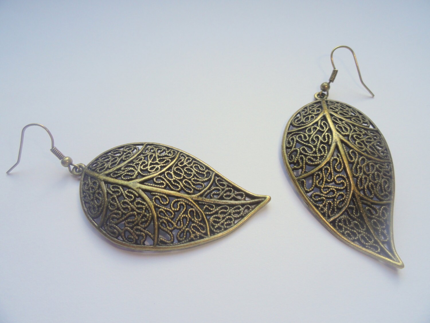 Bronze Leaf Earrings Large Leaf Earrings Bronze Earrings - Etsy UK