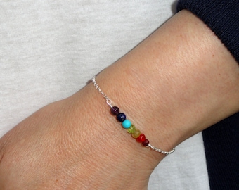 Sterling silver chakra bracelet, Chakra bracelet, Silver chakra bracelet,  Meditation jewelry, Gifts