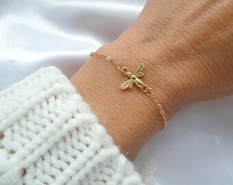 Gold Honey Bee Bracelet: Insect Jewellery