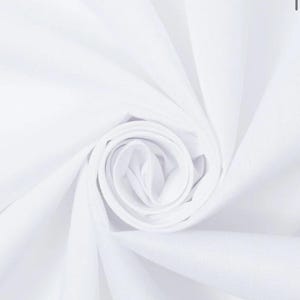 White Poly Cotton Broadcloth Fabric | 80/20 Blend | 60” Wide | 100 GSM | Sold by the Yard | Lightweight Fabric for Crafts, Apparel & Décor