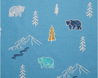 Wilderness Bear Moose Cozy Super Snuggle Flannel Fabric - Soft 100% Cotton - Sold by the Yard