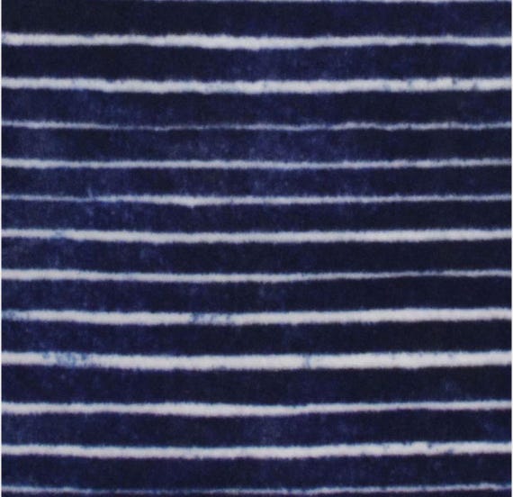 Navy and White Stripe Anti-pill Plush Fleece Fabric