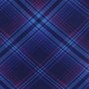 Blue and Purple Diagonal Plaid Blizzard Fleece Fabric