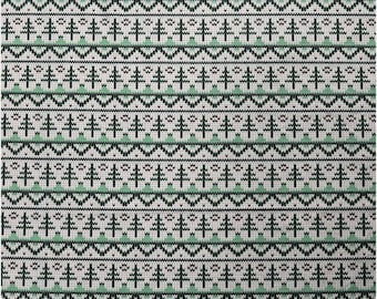 In the Mountains Green Trees Fairisle Cozy Super Snuggle Flannel Fabric - Soft 100% Cotton - Sold by the Yard