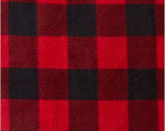 Red Buffalo Check Plaid Anti-Pill Plush Fleece Fabric