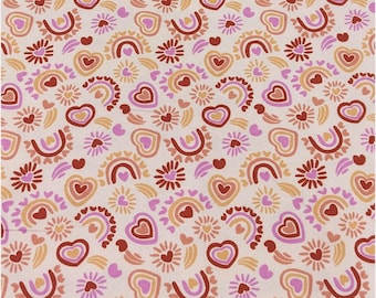 Hearts and Rainbows Cozy Super Snuggle Flannel Fabric - Soft 100% Cotton - Sold by the Yard