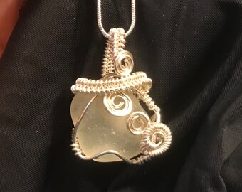 Wire Wrapped Sea Glass Pendant