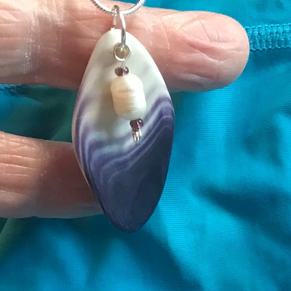 Cape Cod Wampum Pendant with Fresh Water Pearl