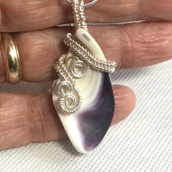 Wire Wrapped Cape Cod Wampum Pendant