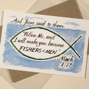 Print - Mark 1:17 - Hand Lettered Calligraphy Print - Wall Art - Beautiful Scripture Calligraphy - Christian Wall Art - Words of Jesus image 3