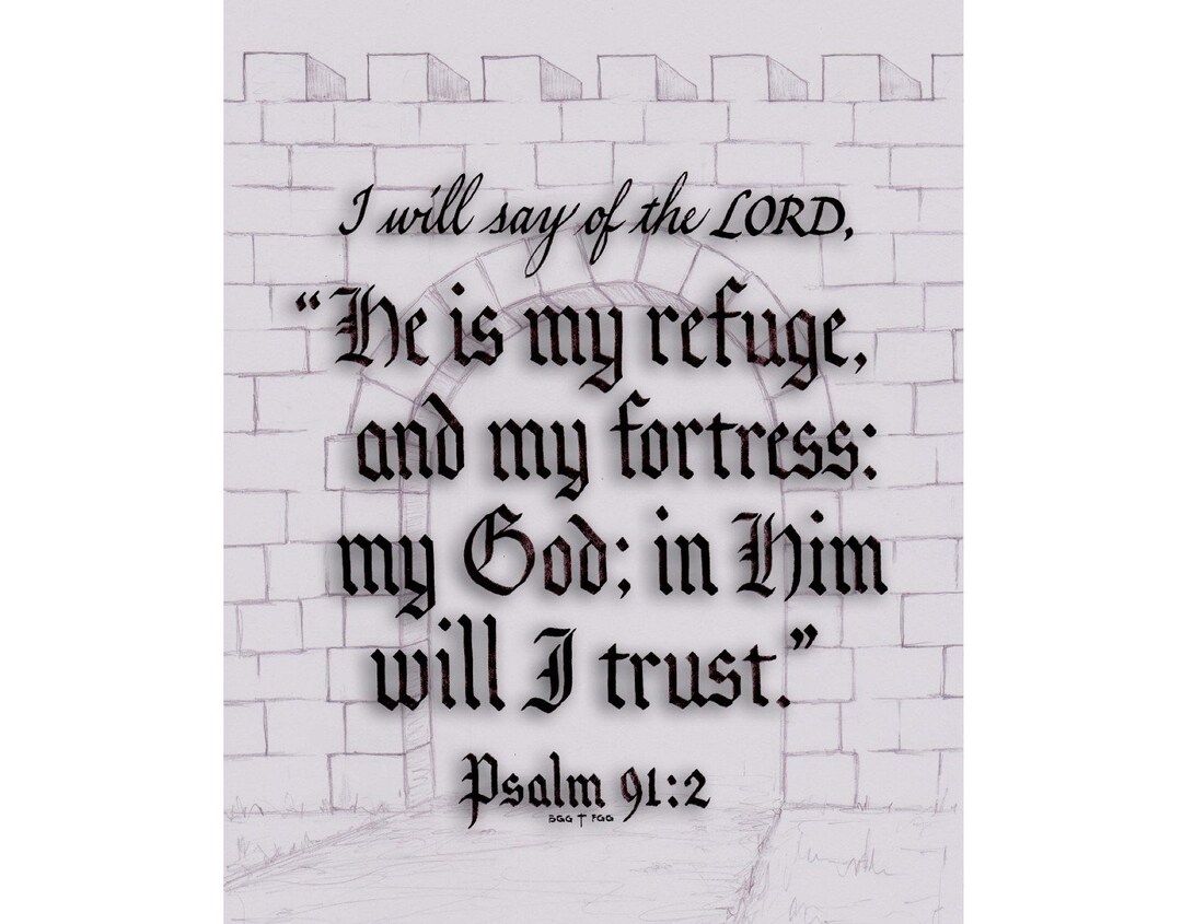 Digital - Psalm 91:20 - Hand Lettering - Calligraphy Print - Scripture ...