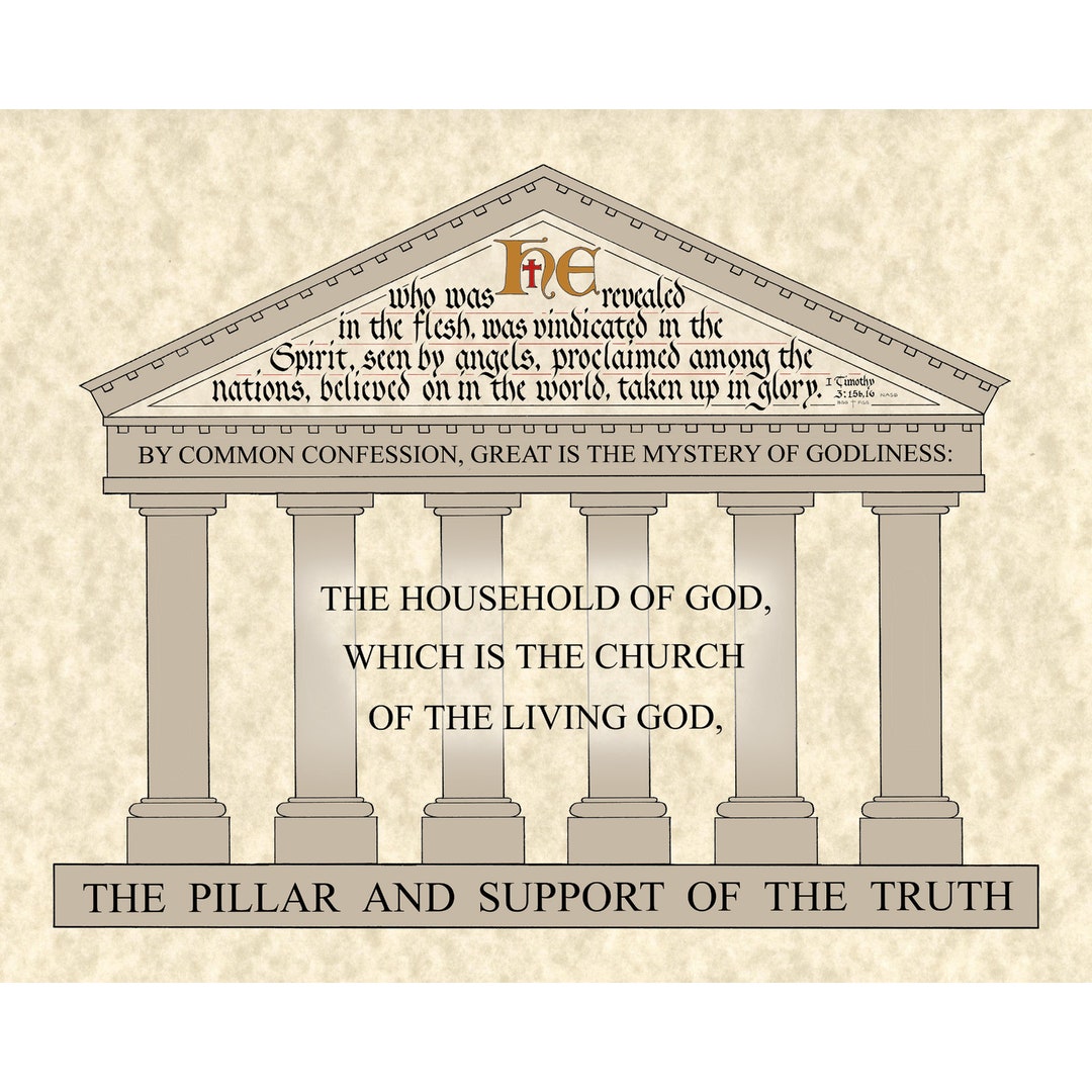 Digital - I Timothy 3:15b,16 - Hand Lettering - Calligraphy Print ...