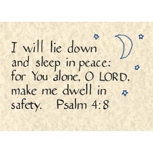 Print - Psalm 4:8 - Hand Lettered Calligraphy Print - Wall Art - Beautiful Scripture Calligraphy - Christian Wall Art