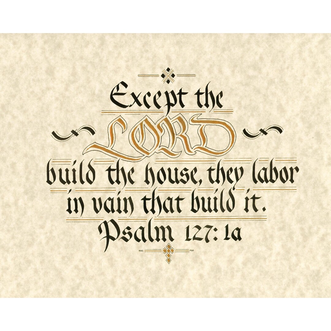 Digital - Psalm 127:1 - Hand Lettering - Calligraphy Print - Scripture ...