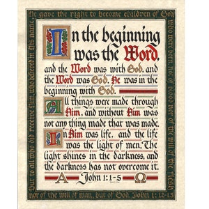 Print - John 1:1-5 - Hand Lettering - Calligraphy Print - Scripture Wall Art - Beautiful Scripture Calligraphy - Wall Art Prints - Artwork