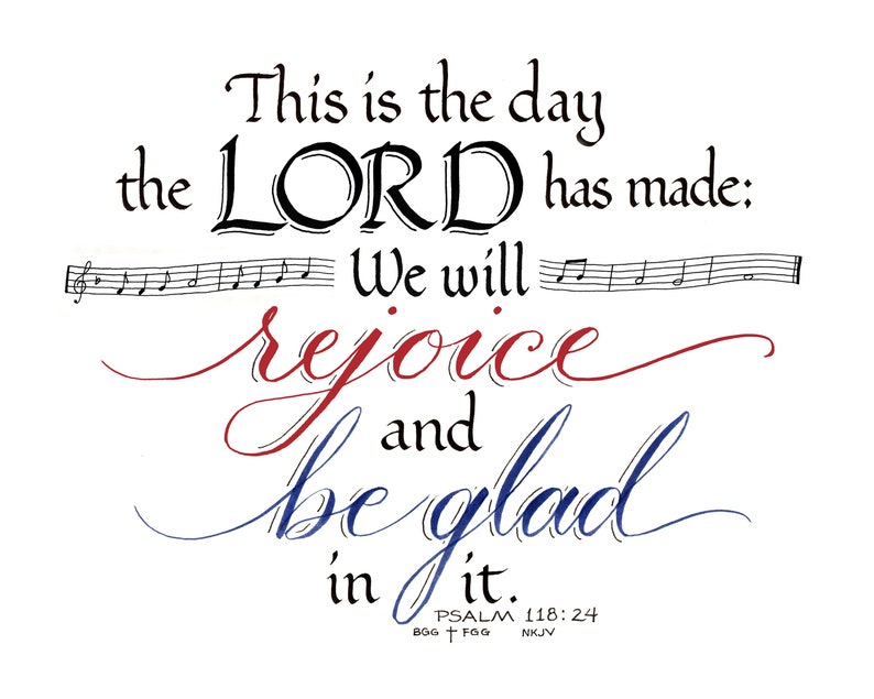 Digital - Psalm 118:24 - Hand Lettering - Calligraphy Print - Scripture ...