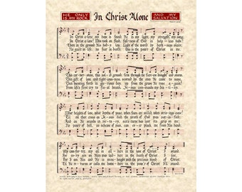 Print - In Christ Alone - Hand Lettered Calligraphy Print - Getty Music - Christian Wall Art -Beautiful Scripture Calligraphy - Hymn