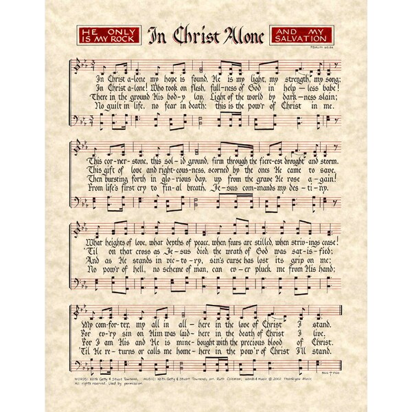 Print - In Christ Alone - Hand Lettered Calligraphy Print - Getty Music - Christian Wall Art -Beautiful Scripture Calligraphy - Hymn