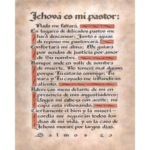 Salmo 23 En Espanol Para Pared, Psalm 23 On Canvas Painting