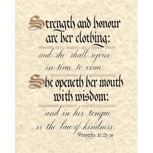 Print - Proverbs 31:25-25 - Virtuous Woman - Hand Lettering Print - Scripture Wall Art - Beautiful Scripture Calligraphy - Wall Art Prints