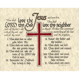 Print - Exodus 20 - The Ten Commandments - Hand Lettered Print - Scripture Wall Art - Beautiful Scripture Calligraphy - Wall Art Prints