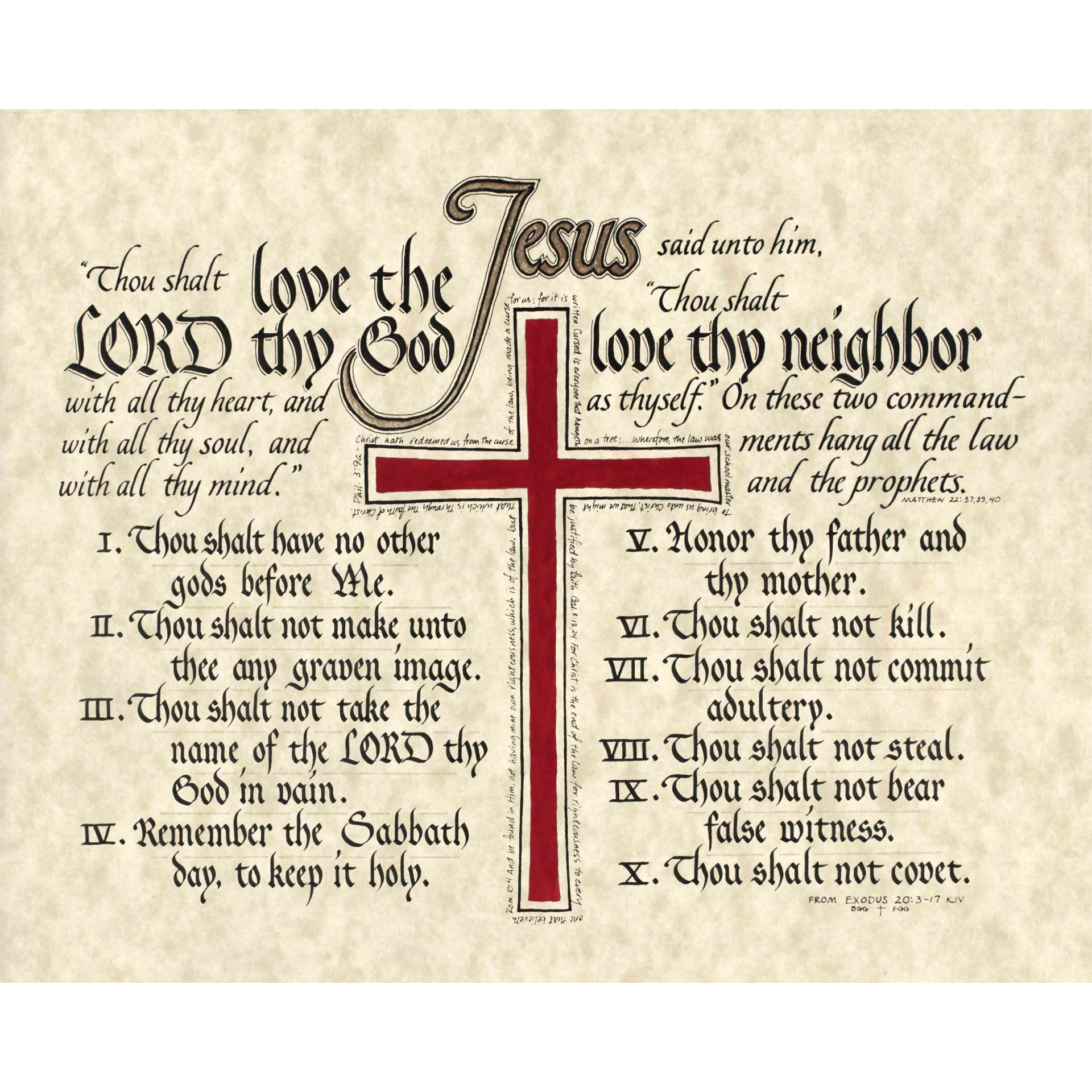 Print - Exodus 20 - the Ten Commandments - Hand Lettered Print