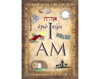 Print - I AM - Hand Lettered Calligraphy Print - Wall Art - Beautiful Scripture Calligraphy - Christian Wall Art
