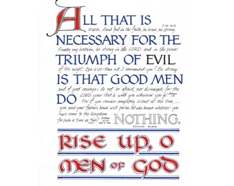 Print - Rise Up, O Men of God - Hand Lettered Calligraphy Print - Wall Art - Christian Wall Art - Patriotic