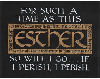 Print - Esther 4:14c - Hand Lettered Calligraphy Print - Wall Art - Beautiful Scripture Calligraphy - Christian Wall Art - For Such a Time