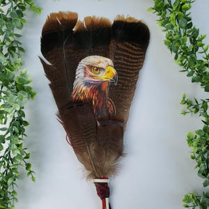 Golden Eagle Oil Painting on Turkey Feathers