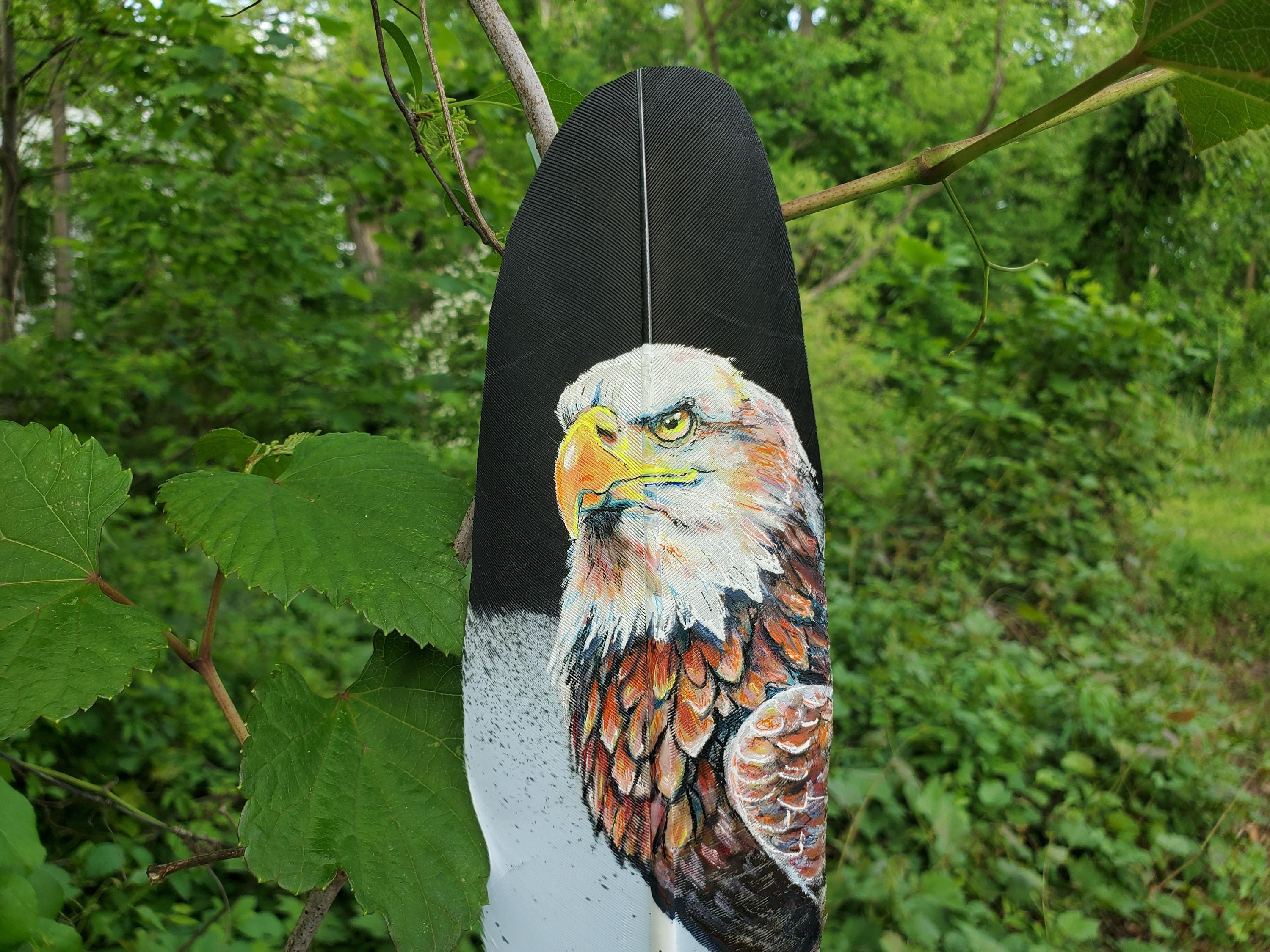 Hand Painted Feather Art of a Bald Eagle - Etsy