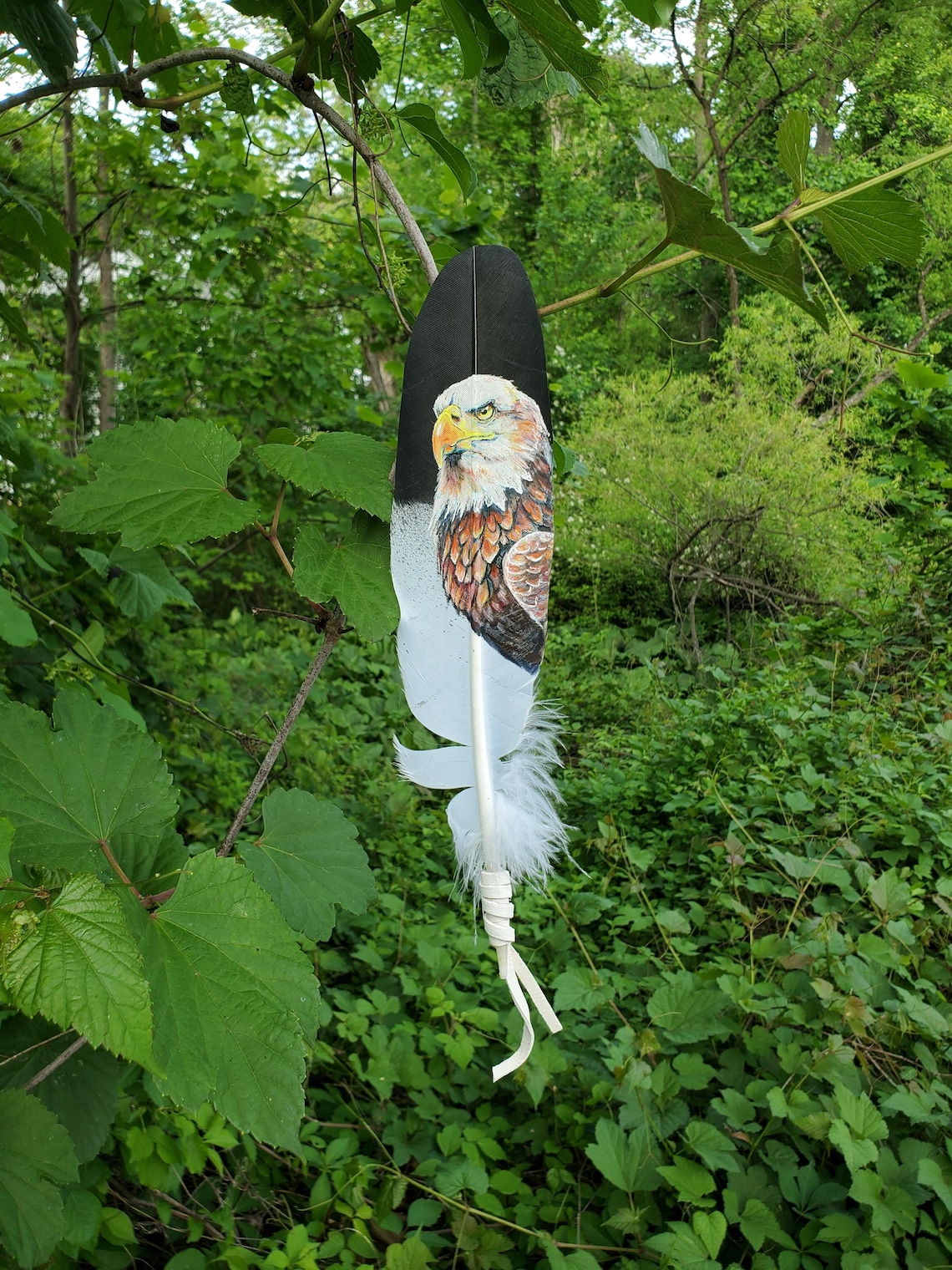 Hand Painted Feather Art of a Bald Eagle - Etsy
