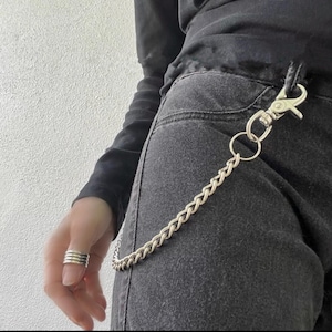 Cadena para billetera de pantalón, cierres de acero, llavero estilo grunge, cadena funcional para billetera de moda, regalo para él o ella, cierres de tijera industriales